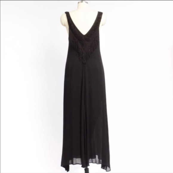 Mara Hoffman Dresses & Skirts - MARA HOFFMAN Black V Neck Fringe Trim Maxi Dress